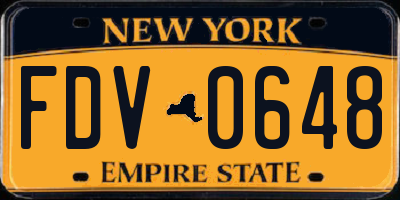 NY license plate FDV0648