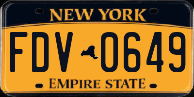 NY license plate FDV0649