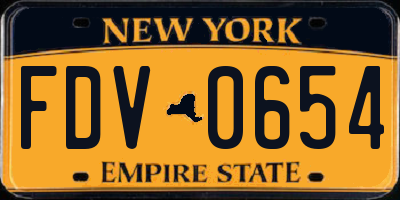 NY license plate FDV0654