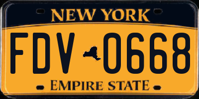 NY license plate FDV0668