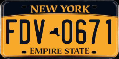 NY license plate FDV0671