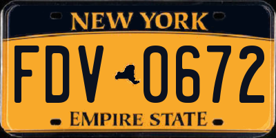 NY license plate FDV0672