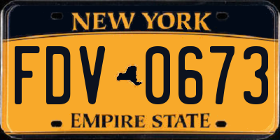 NY license plate FDV0673