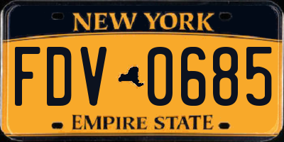 NY license plate FDV0685