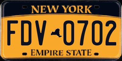 NY license plate FDV0702