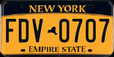 NY license plate FDV0707