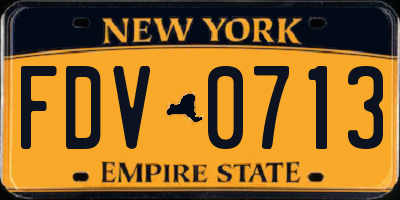 NY license plate FDV0713