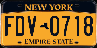 NY license plate FDV0718
