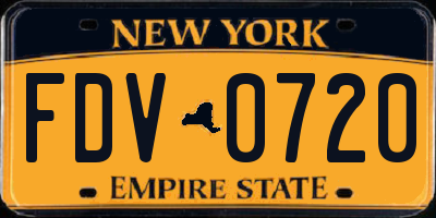 NY license plate FDV0720