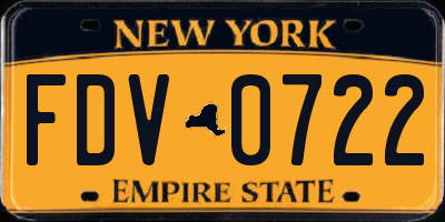 NY license plate FDV0722