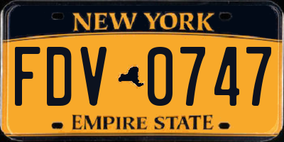 NY license plate FDV0747