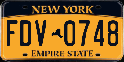 NY license plate FDV0748