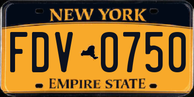 NY license plate FDV0750