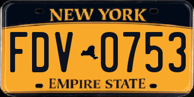 NY license plate FDV0753