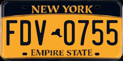 NY license plate FDV0755
