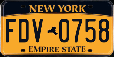 NY license plate FDV0758