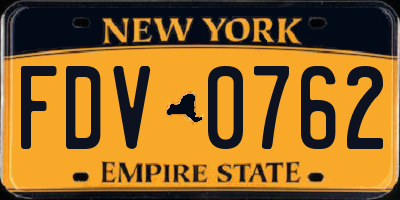 NY license plate FDV0762