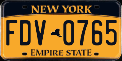 NY license plate FDV0765