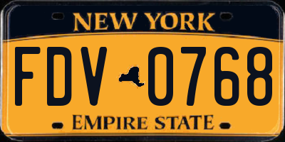 NY license plate FDV0768