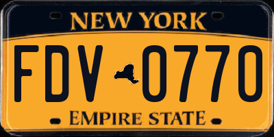NY license plate FDV0770