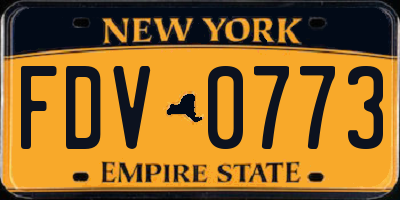 NY license plate FDV0773