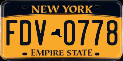 NY license plate FDV0778