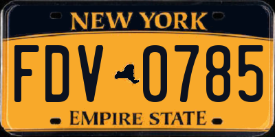 NY license plate FDV0785