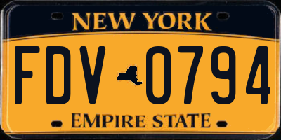 NY license plate FDV0794