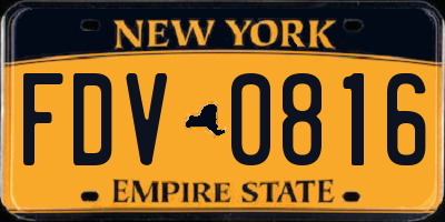 NY license plate FDV0816