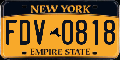 NY license plate FDV0818