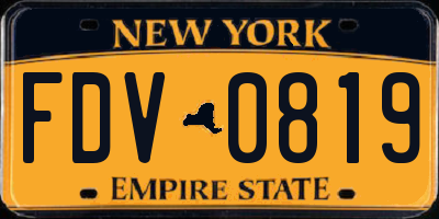 NY license plate FDV0819