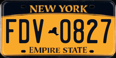 NY license plate FDV0827