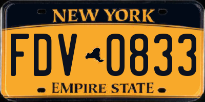 NY license plate FDV0833