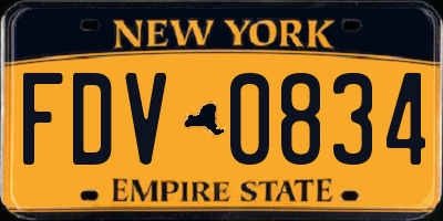 NY license plate FDV0834
