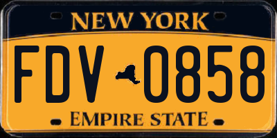 NY license plate FDV0858