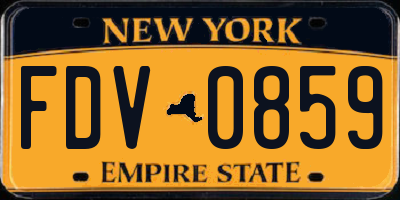 NY license plate FDV0859