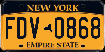 NY license plate FDV0868