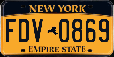 NY license plate FDV0869