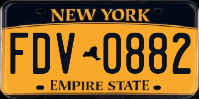NY license plate FDV0882