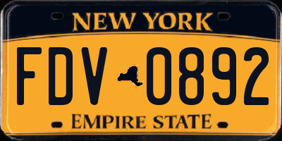 NY license plate FDV0892