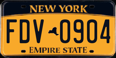 NY license plate FDV0904