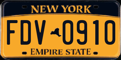 NY license plate FDV0910