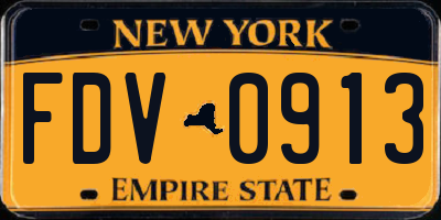 NY license plate FDV0913