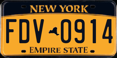 NY license plate FDV0914