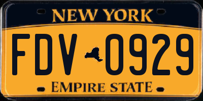 NY license plate FDV0929