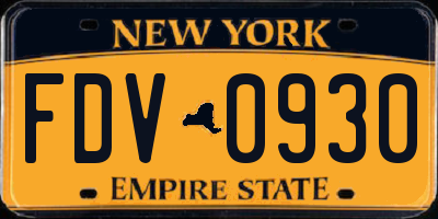 NY license plate FDV0930