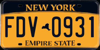 NY license plate FDV0931