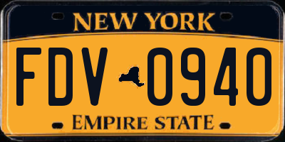 NY license plate FDV0940