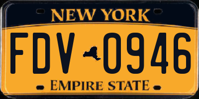 NY license plate FDV0946