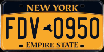 NY license plate FDV0950